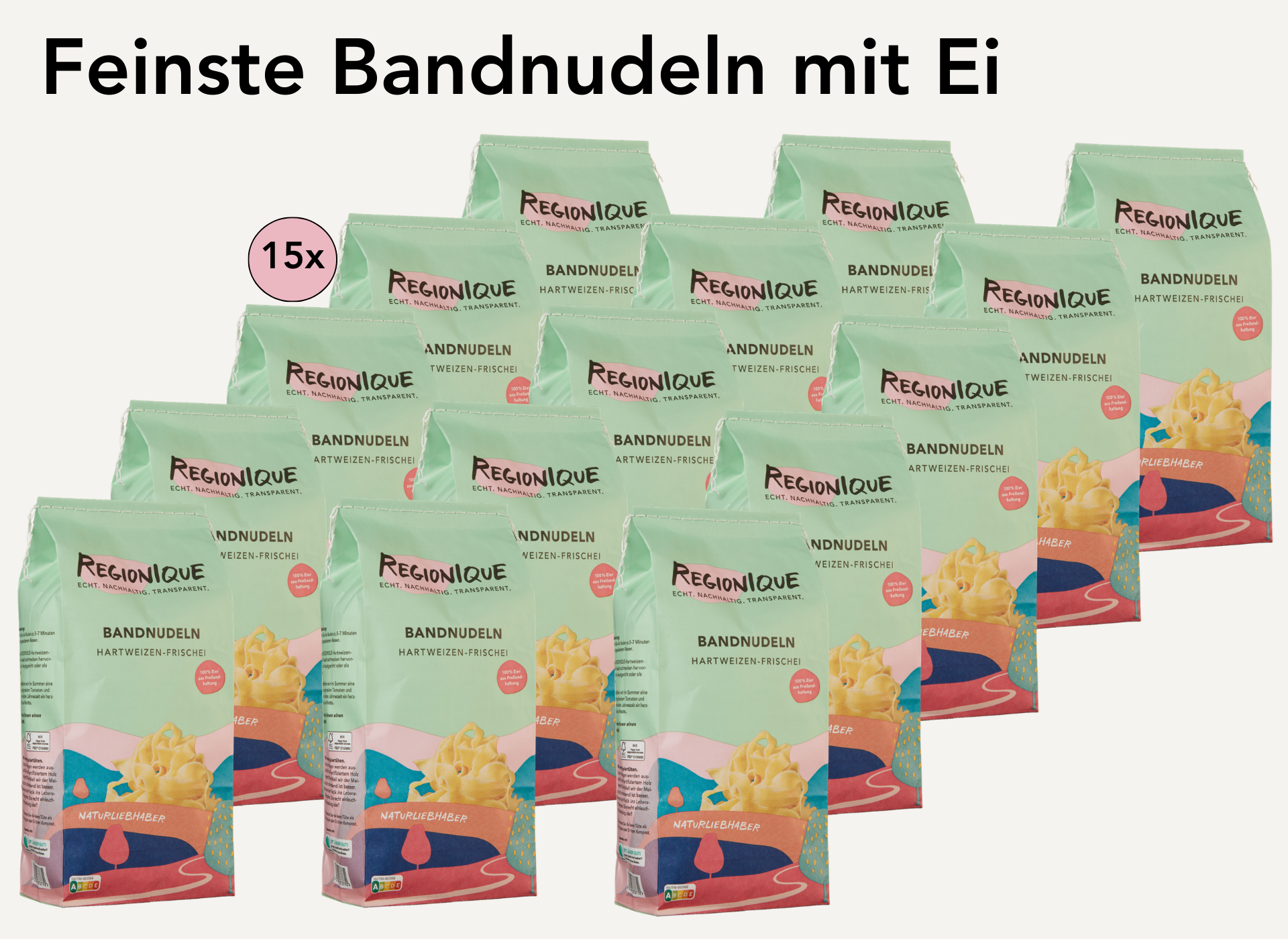 Großpack 15 Stück Bandnudeln Hartweizen-Frischei