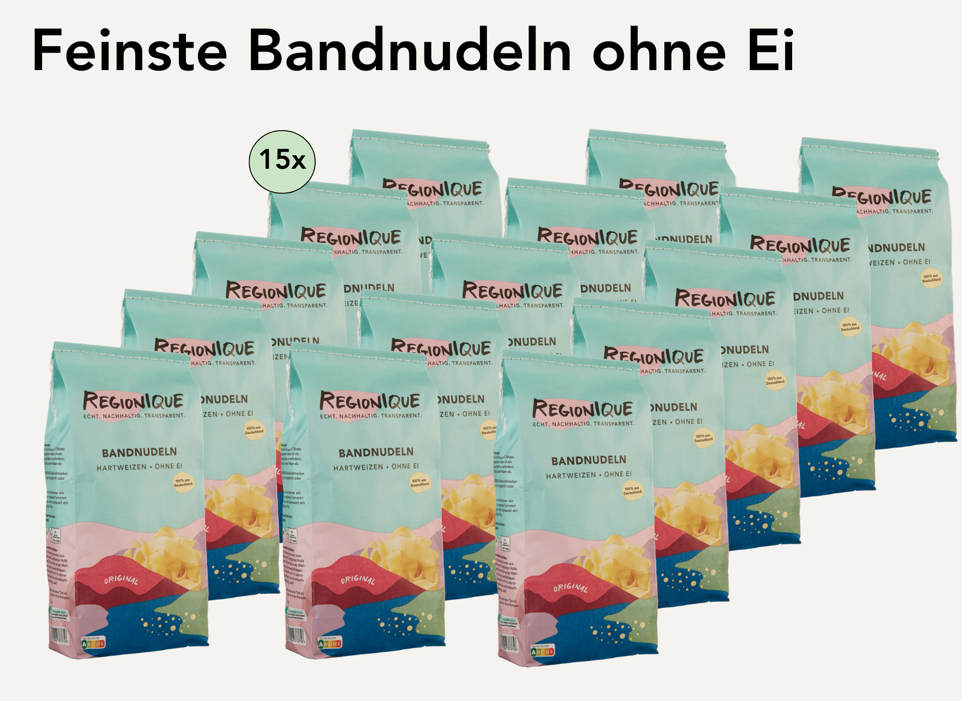 Großpack 15 Stück Bandnudeln Hartweizen ohne Ei